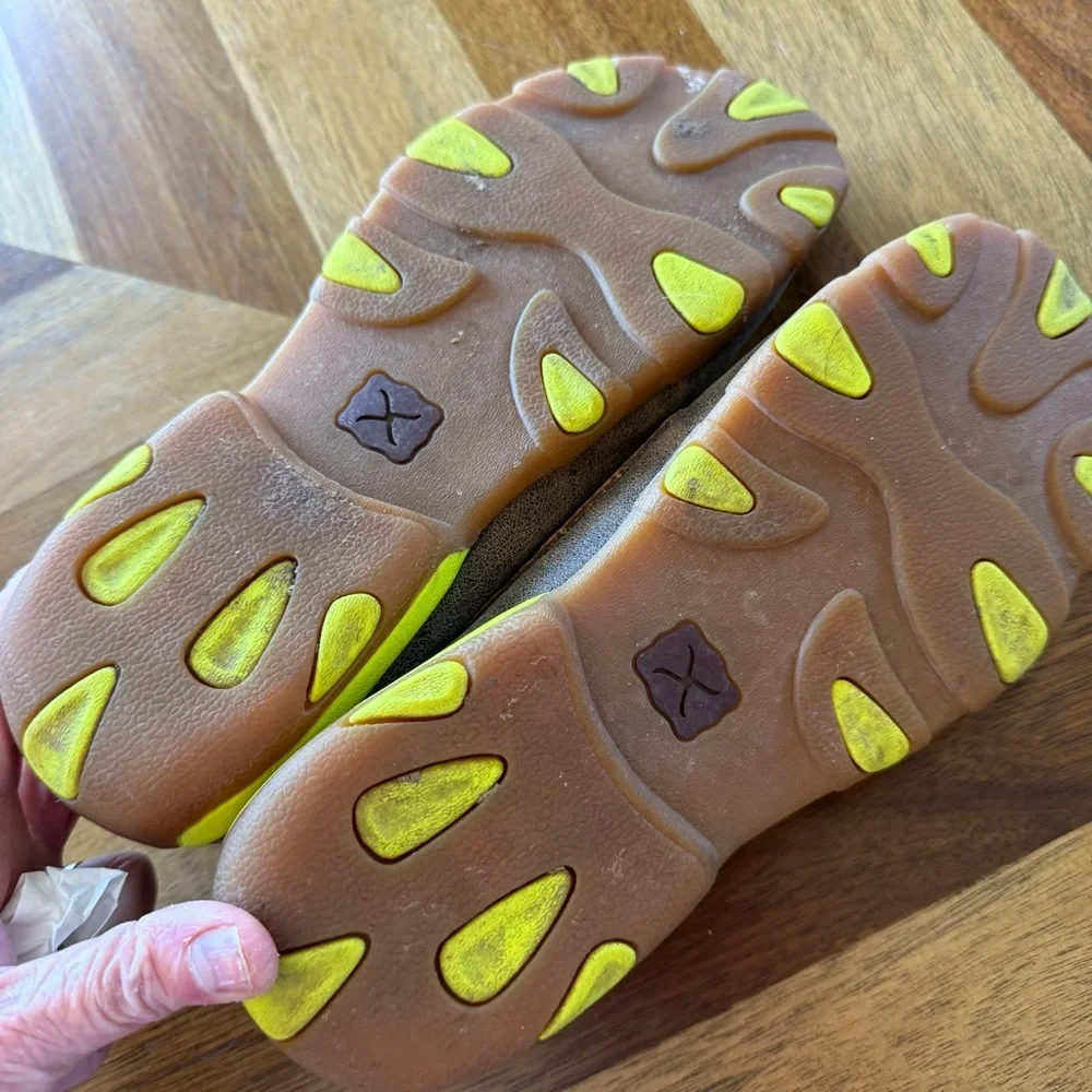 Twisted X Big Boy Moccasins in Brown and Neon Green